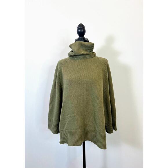 Theory Turtleneck Juliet Sweater in Olive Green Small Pullover Wool Cashmere - Picture 2 of 5